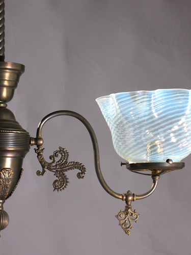 2-Light Gas Chandelier with Opalescent Swirls